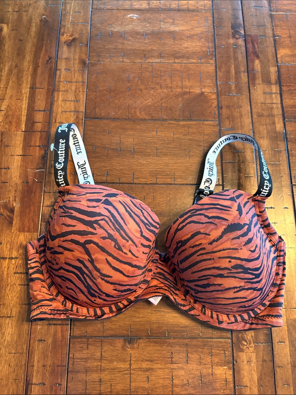 Juicy Couture Orange & Black Tiger-Print Underwire Bra  - 36D - NWOT